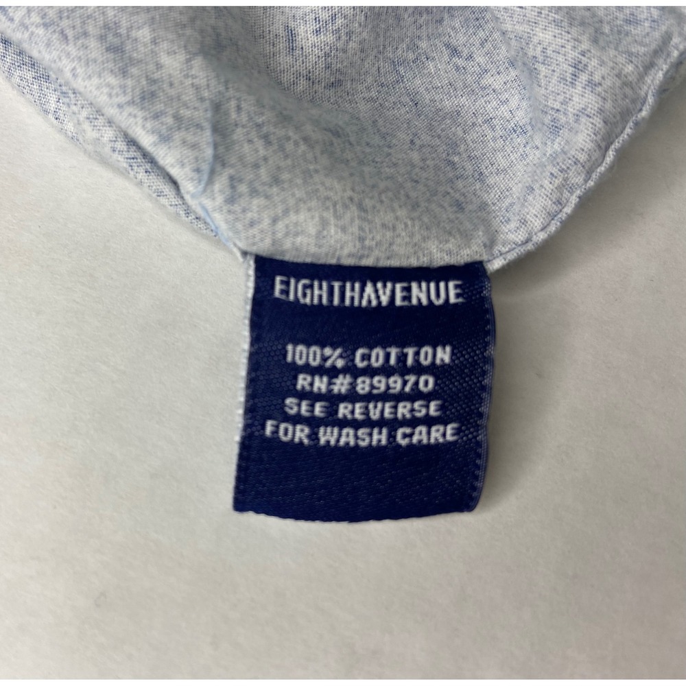 Eighth Avenue Mens XL Blue White Speckled Cotton Short‎ Sleeve Button Down Shirt - Picture 4 of 10
